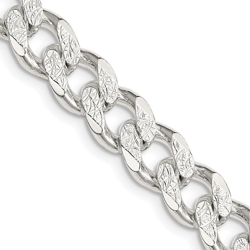 Sterling Silver 9.3mm Pav� Curb Chain Necklace 26"