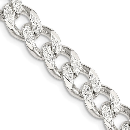 Sterling Silver 9.3mm Pav� Curb Chain Necklace 26"