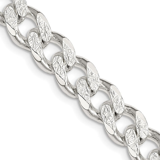 Sterling Silver 9.3mm Pav� Curb Chain Necklace 26"