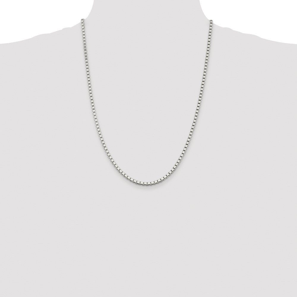 Sterling Silver Rhodium-plated 3mm Box Chain Necklace 24"