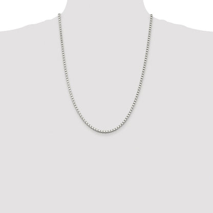 Sterling Silver Rhodium-plated 3mm Box Chain Necklace 24"