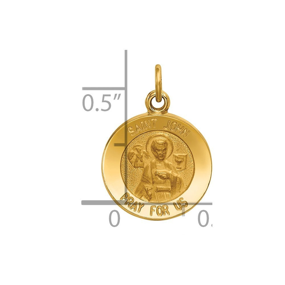 14k Yellow Gold Saint John Medal Charm Pendant