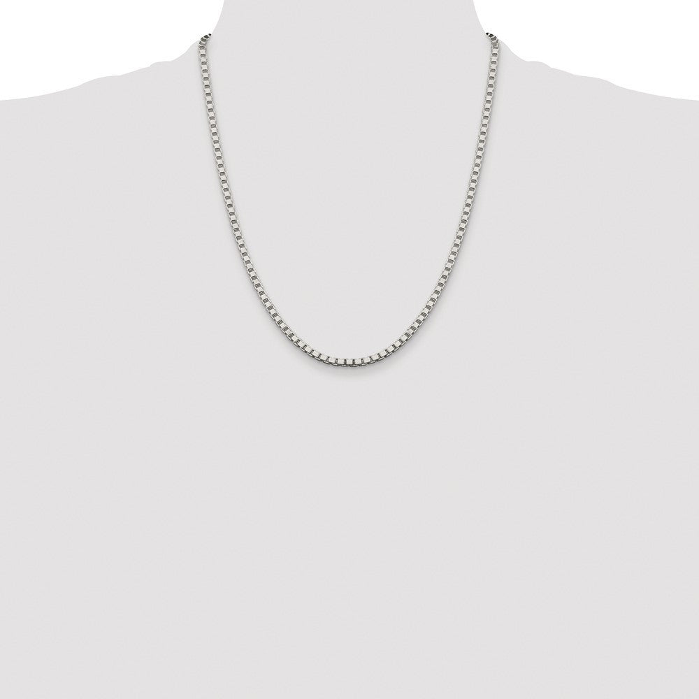 Sterling Silver Rhodium-plated 3.25mm Box Chain Necklace 22"