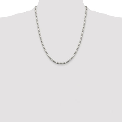 Sterling Silver Rhodium-plated 3.25mm Box Chain Necklace 22"