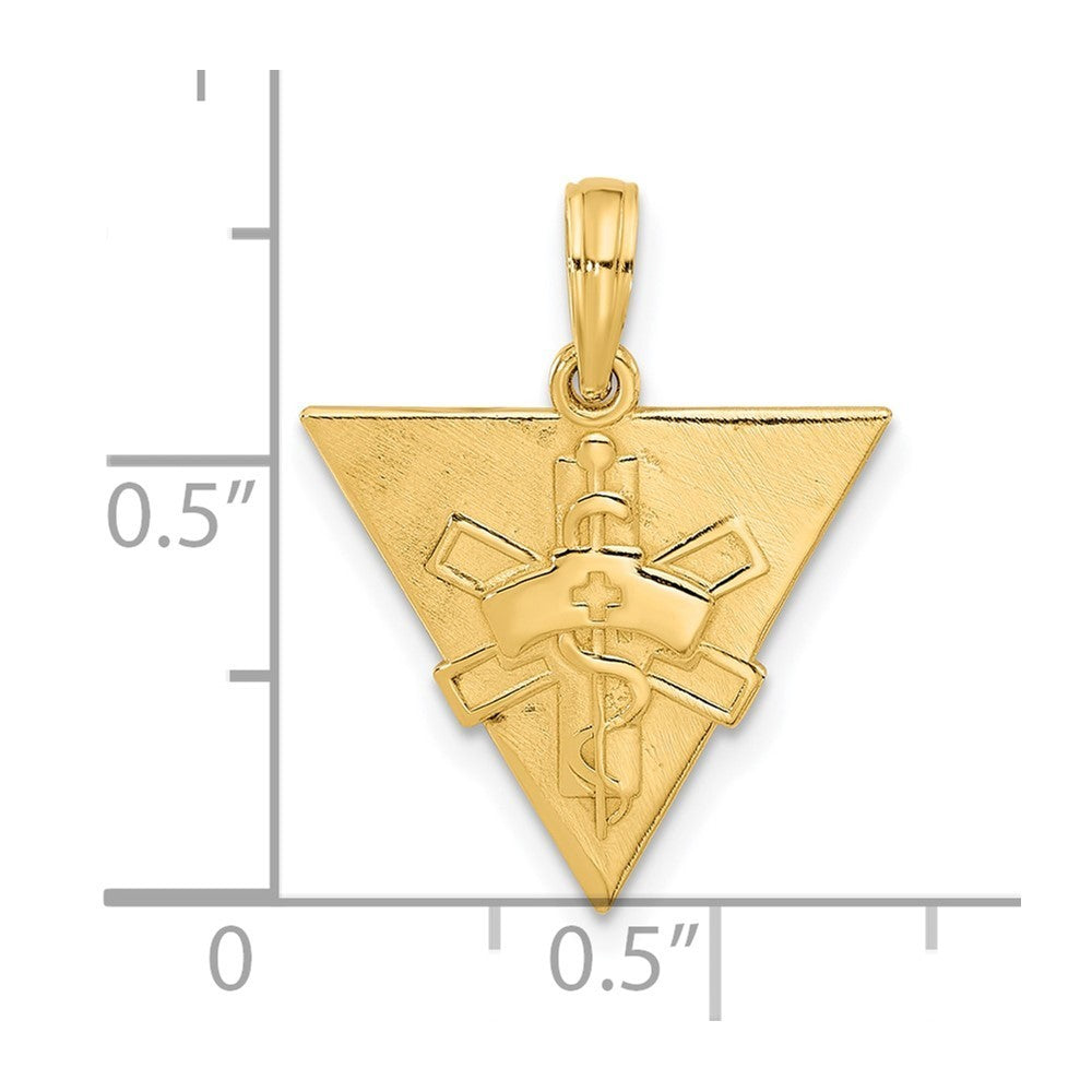 14k Yellow Gold Polished Triangle Caduceus Charm Pendant