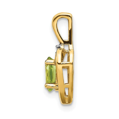14k Yellow Gold Peridot and Diamond Heart Pendant