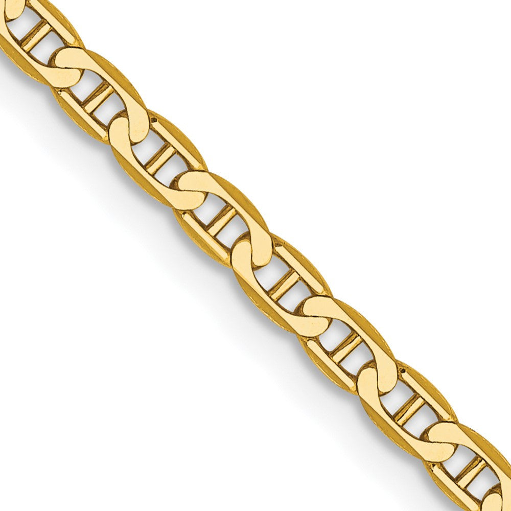 14k Yellow Gold 2.4mm Concave Anchor with Lobster Clasp Chain Necklace 16"