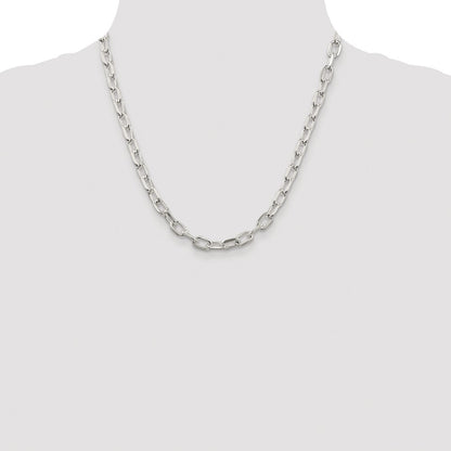 Sterling Silver 6.65mm Diamond-cut Long Link Cable Chain Necklace 20"