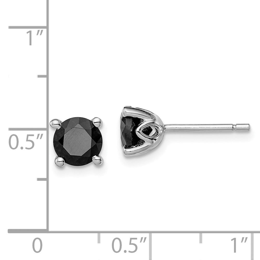 Sterling Silver Rhodium-plated Black Sapphire Stud Earrings
