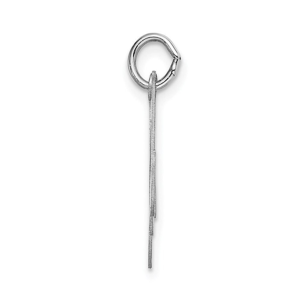 14k White Gold Large Fancy Script Letter M Initial Charm Pendant