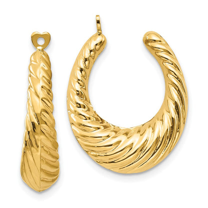 14k Yellow Gold Polished Twisted Hollow Hoop Earring Jackets