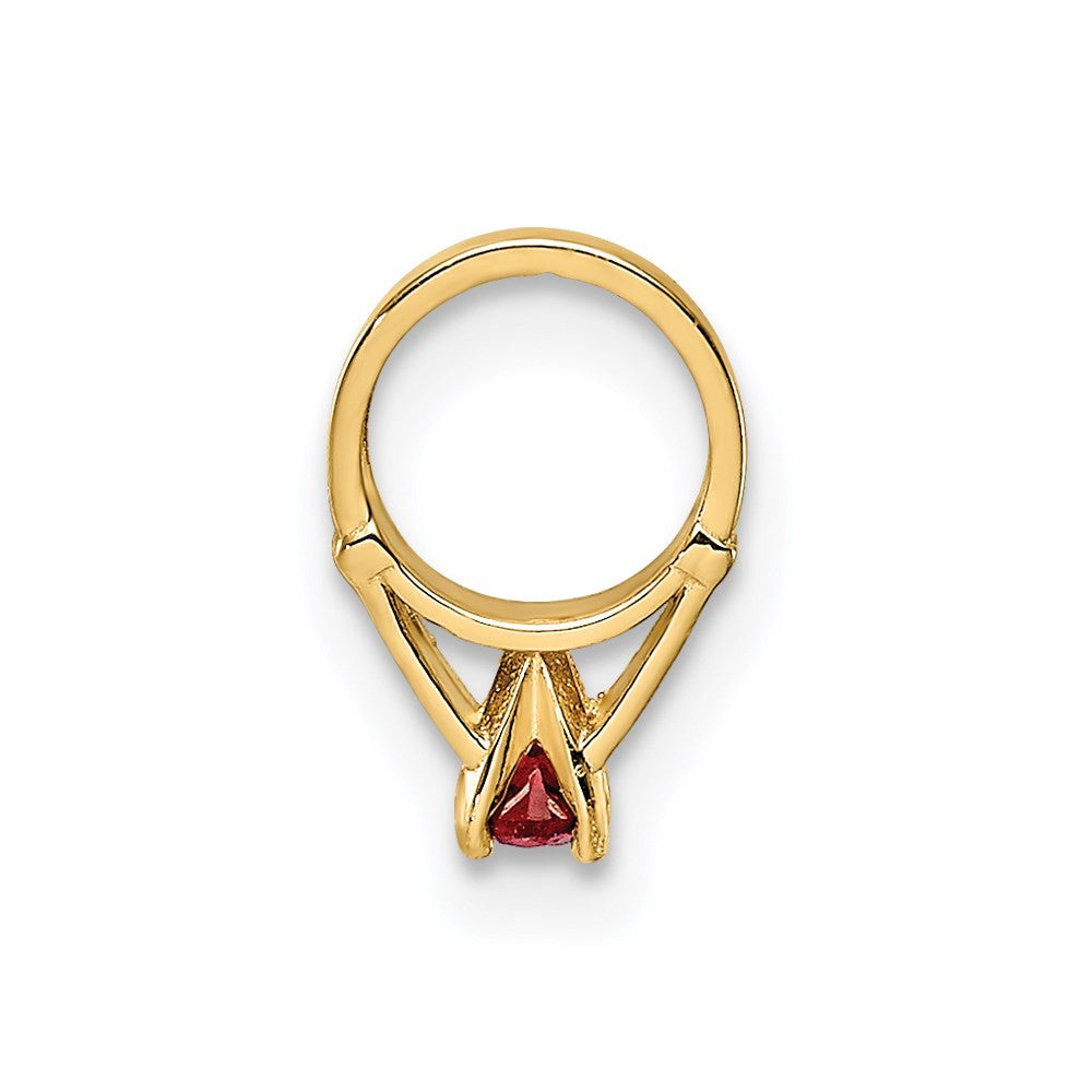14k Yellow Gold 3D Ring with Red CZ Charm Pendant