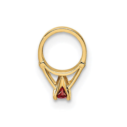 14k Yellow Gold 3D Ring with Red CZ Charm Pendant