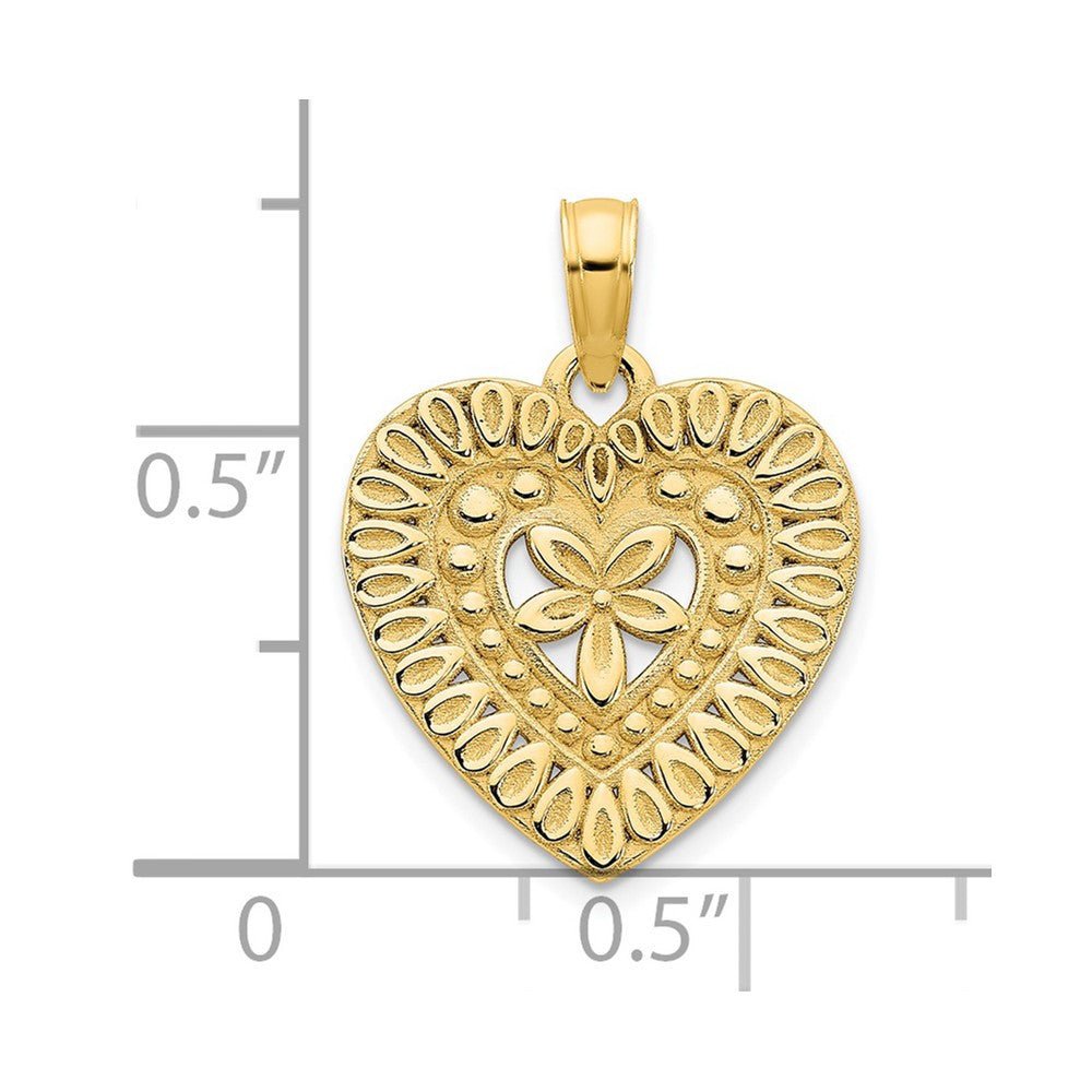 14k Yellow Gold Fancy Heart Pendant