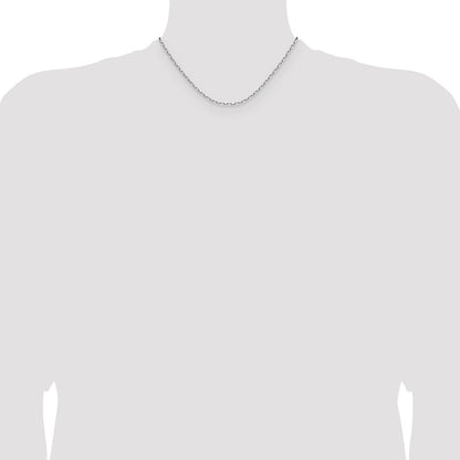 14k White Gold 2.1mm Solid Beveled Paperclip Chain Necklace 16"