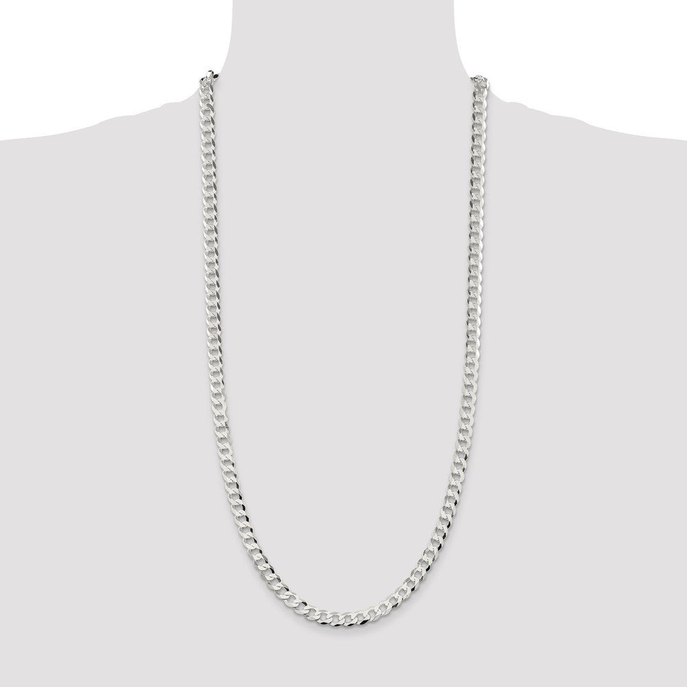 Sterling Silver 6.8mm Flat Curb Chain Necklace 30"