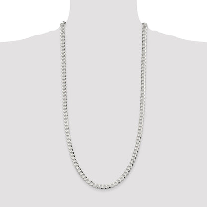 Sterling Silver 6.8mm Flat Curb Chain Necklace 30"