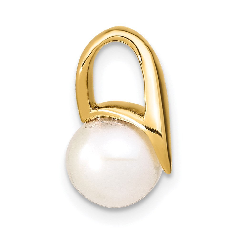 14k Yellow Gold 8-9mm White Freshwater Cultured Pearl Pendant Slide