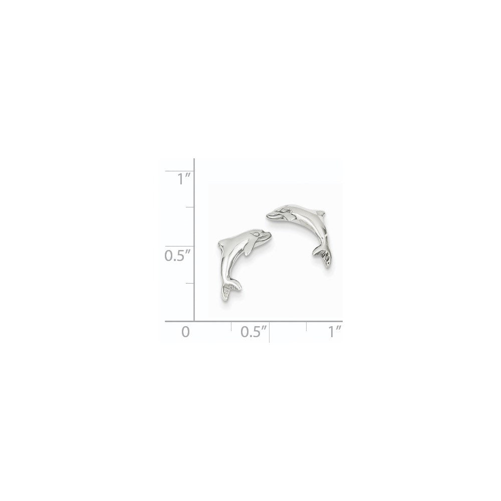 14k White Gold Dolphin Stud Earrings