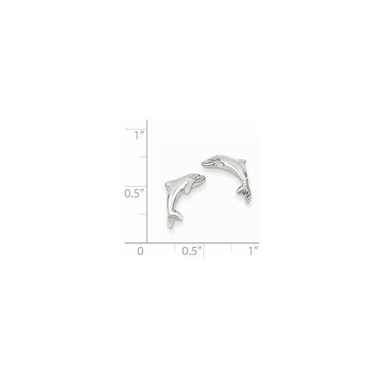 14k White Gold Dolphin Stud Earrings