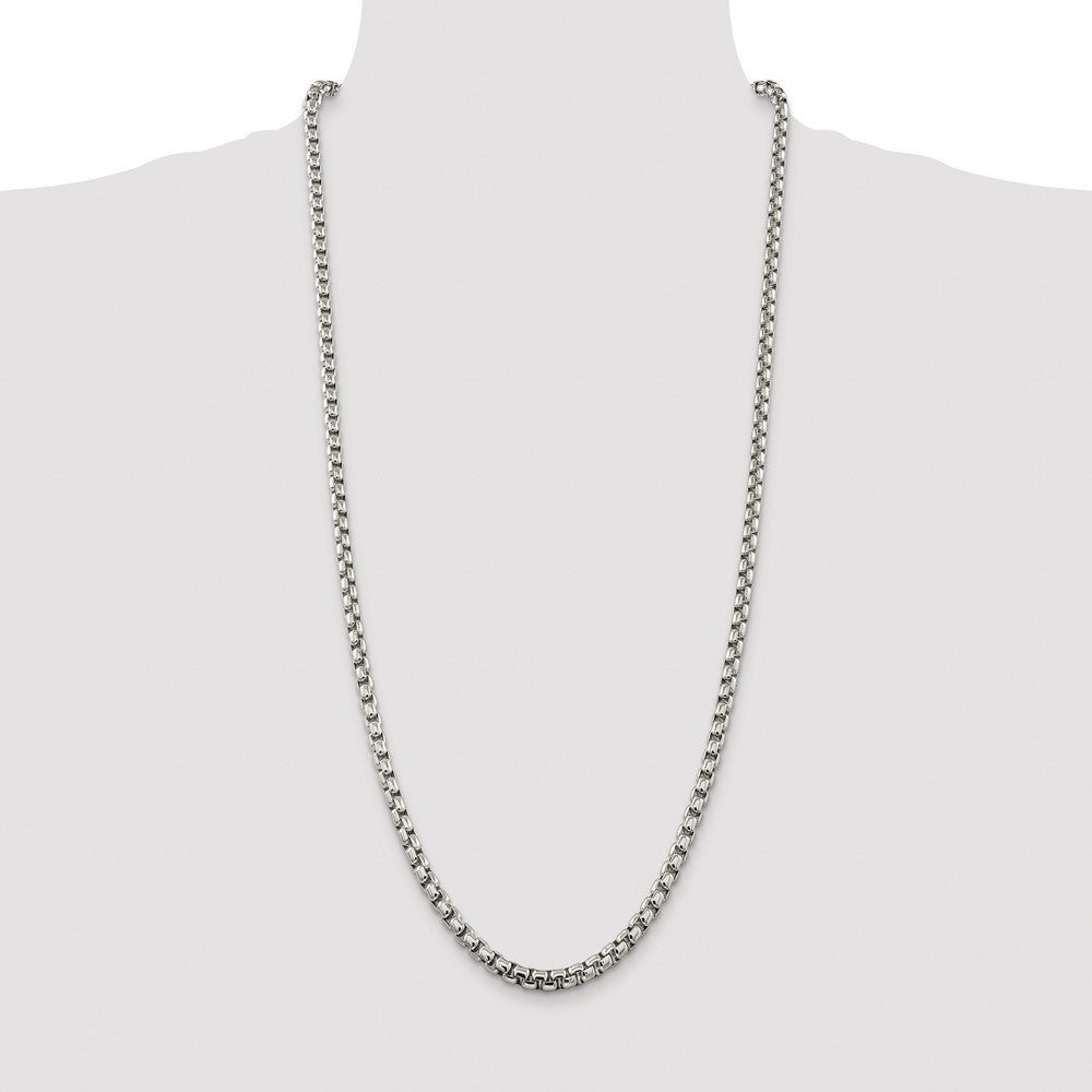 Sterling Silver Rhodium-plated 5.2mm Round Box Chain Necklace 30"