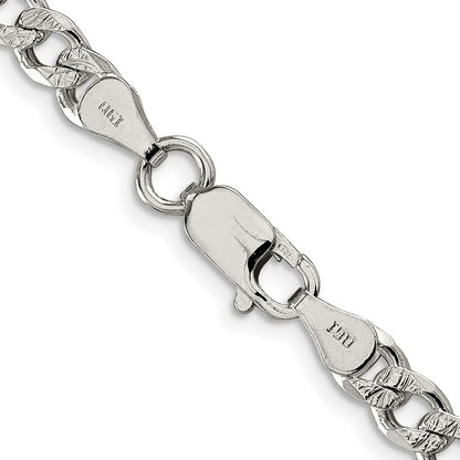 Sterling Silver Rhodium-plated 5.5mm Pav� Curb Chain Necklace 22"