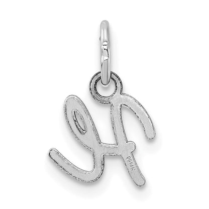 14k White Gold Uppercase Letter H Initial Charm Pendant