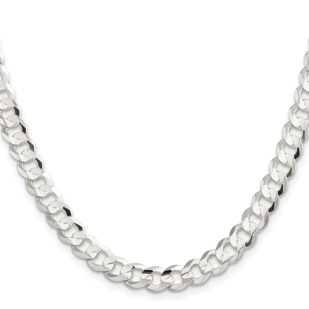 Sterling Silver 7.8mm Concave Beveled Curb Chain Necklace 18"