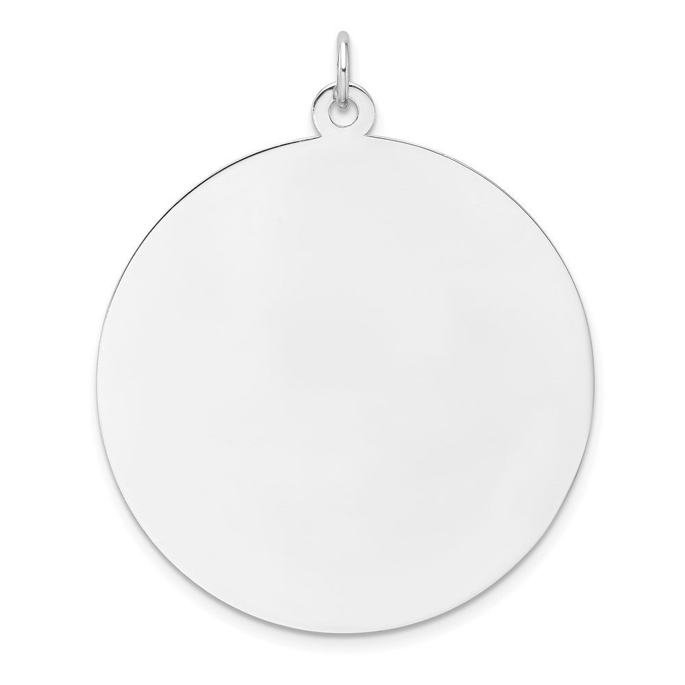 Sterling Silver Rhod-plated Polish Front Satin Back Disc Charm Pendant