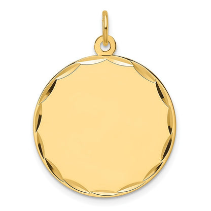 14k Yellow Gold Etched .013 Gauge Engravable Round Disc Charm Pendant
