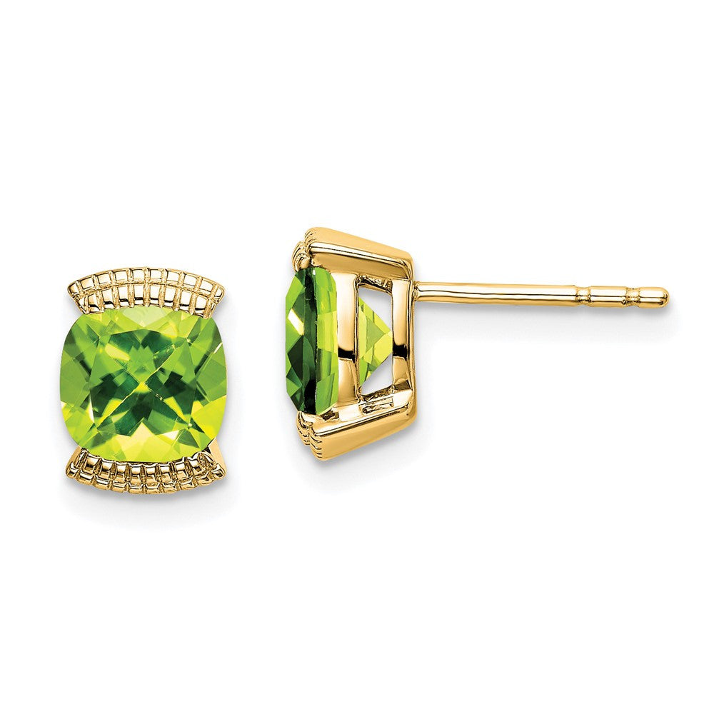 14k Yellow Gold Peridot Stud Earrings