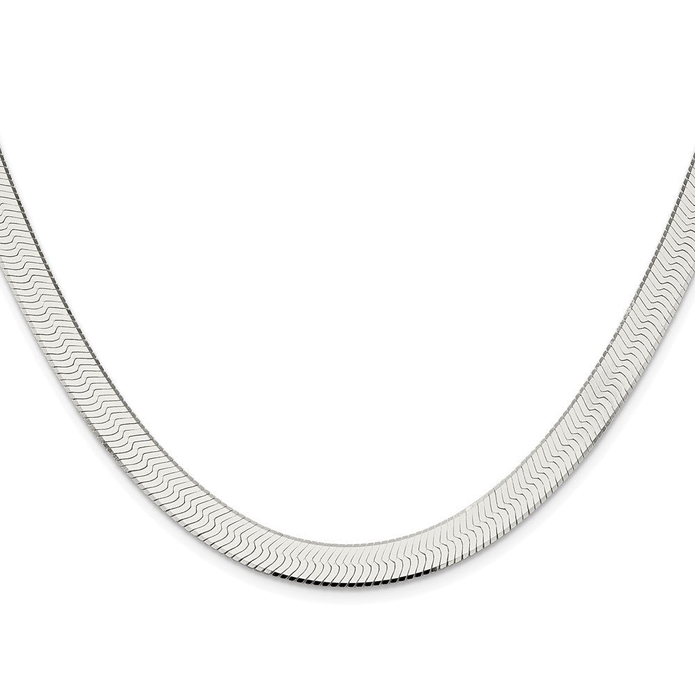 Sterling Silver Rhodium-plated 8mm Magic Herringbone Chain Necklace 22"