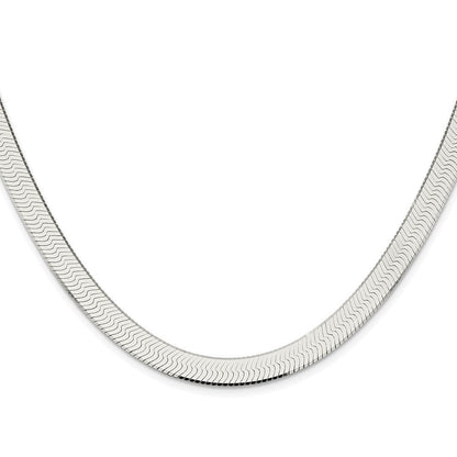 Sterling Silver Rhodium-plated 8mm Magic Herringbone Chain Necklace 22"