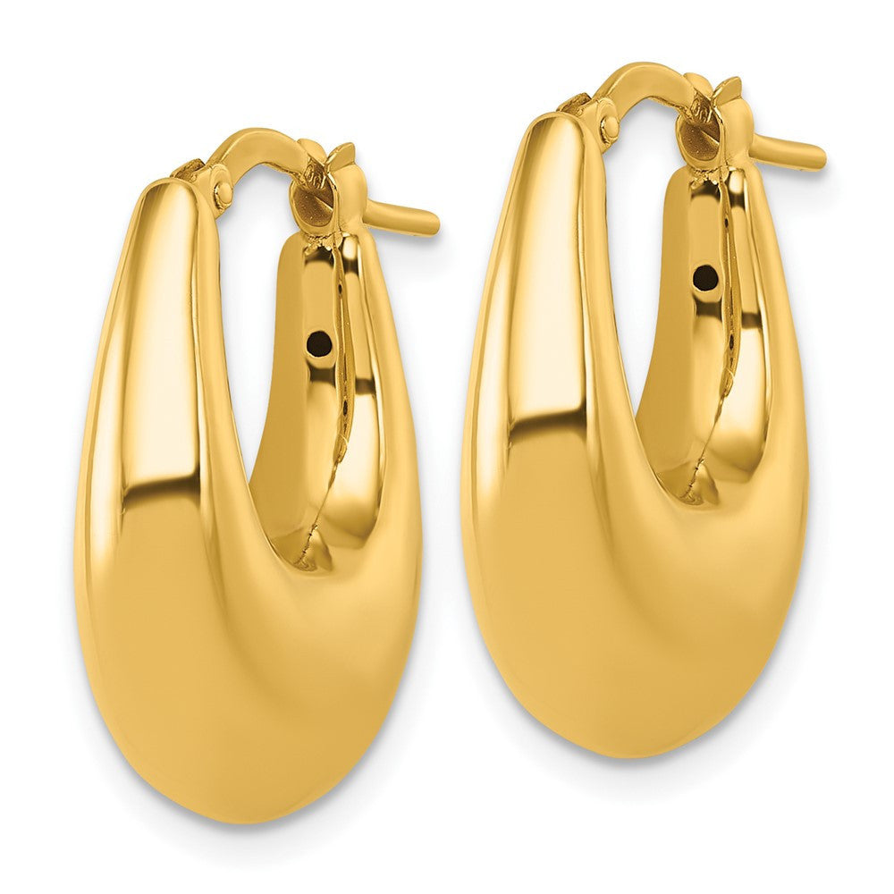 14k Yellow Gold Polished Puffed Oval Hoop earrings