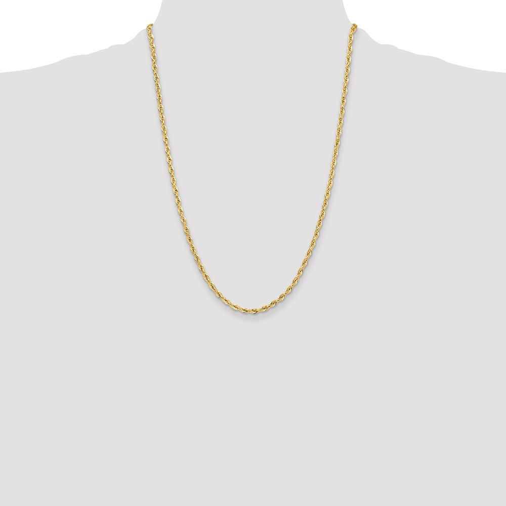 14k Yellow Gold 3.5mm Semi-Solid Rope Chain Necklace 24"