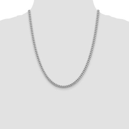 Sterling Silver 5mm Domed w/ Side Diamond-Cut Curb Chain Necklace 22"