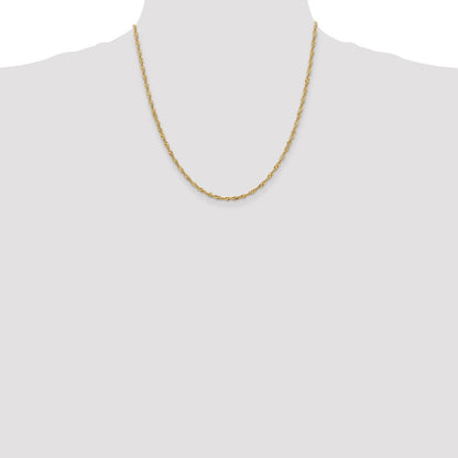 14k Yellow Gold 2mm Singapore with Lobster Clasp Chain Necklace 20"
