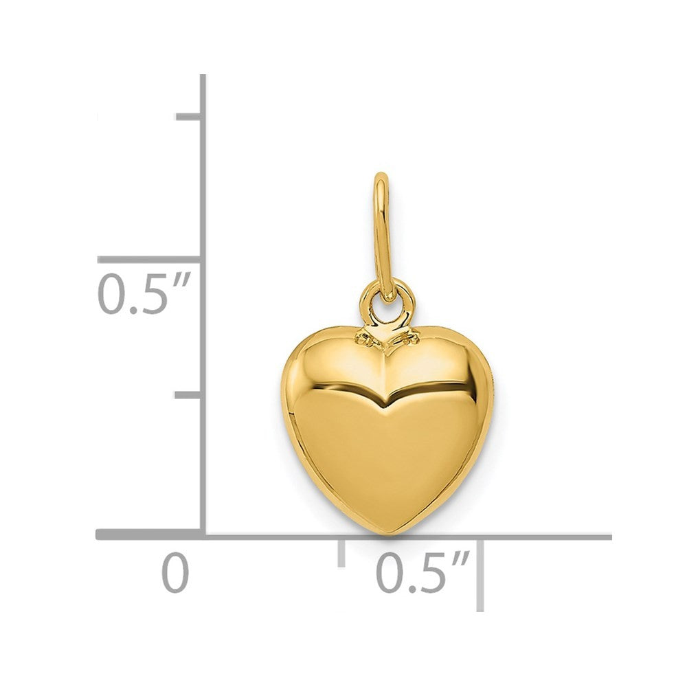14k Yellow Gold Polished 3-D Puffed Heart Charm Pendant