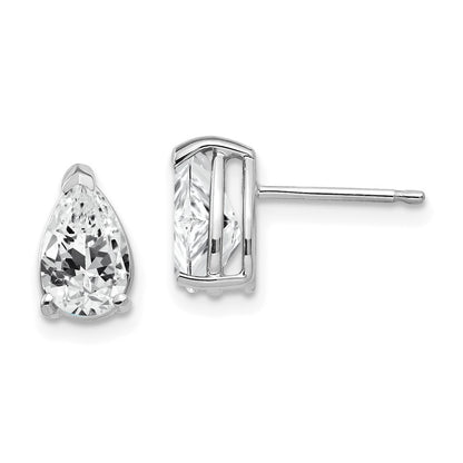 14k White Gold 8x5mm Pear Cubic Zirconia Stud Earrings