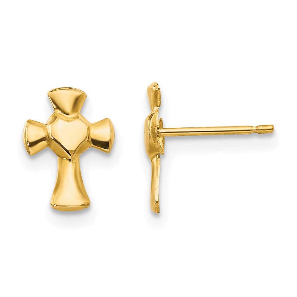 14k Yellow Gold Madi K Heart Cross Stud Earrings