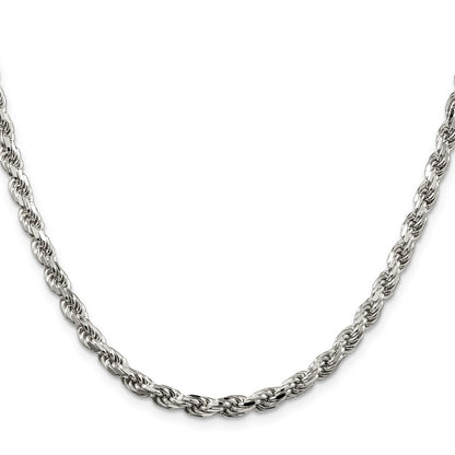 Sterling Silver 4.6mm Diamond-cut Rope Chain Necklace 22"