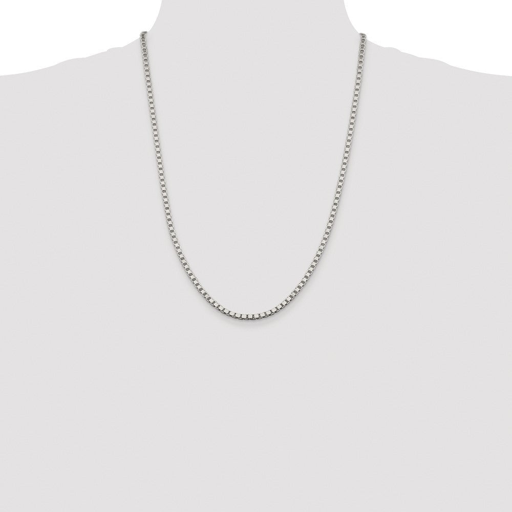Sterling Silver Rhodium-plated 3.25mm Box Chain Necklace 24"