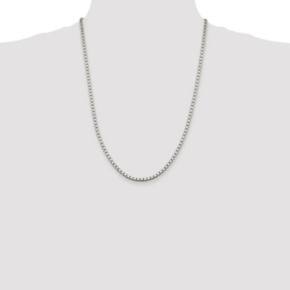 Sterling Silver Rhodium-plated 3.25mm Box Chain Necklace 24"