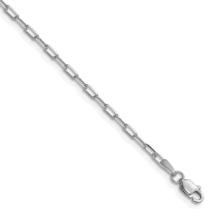 14k White Gold 2.1mm Solid Beveled Paperclip Chain Necklace 18"