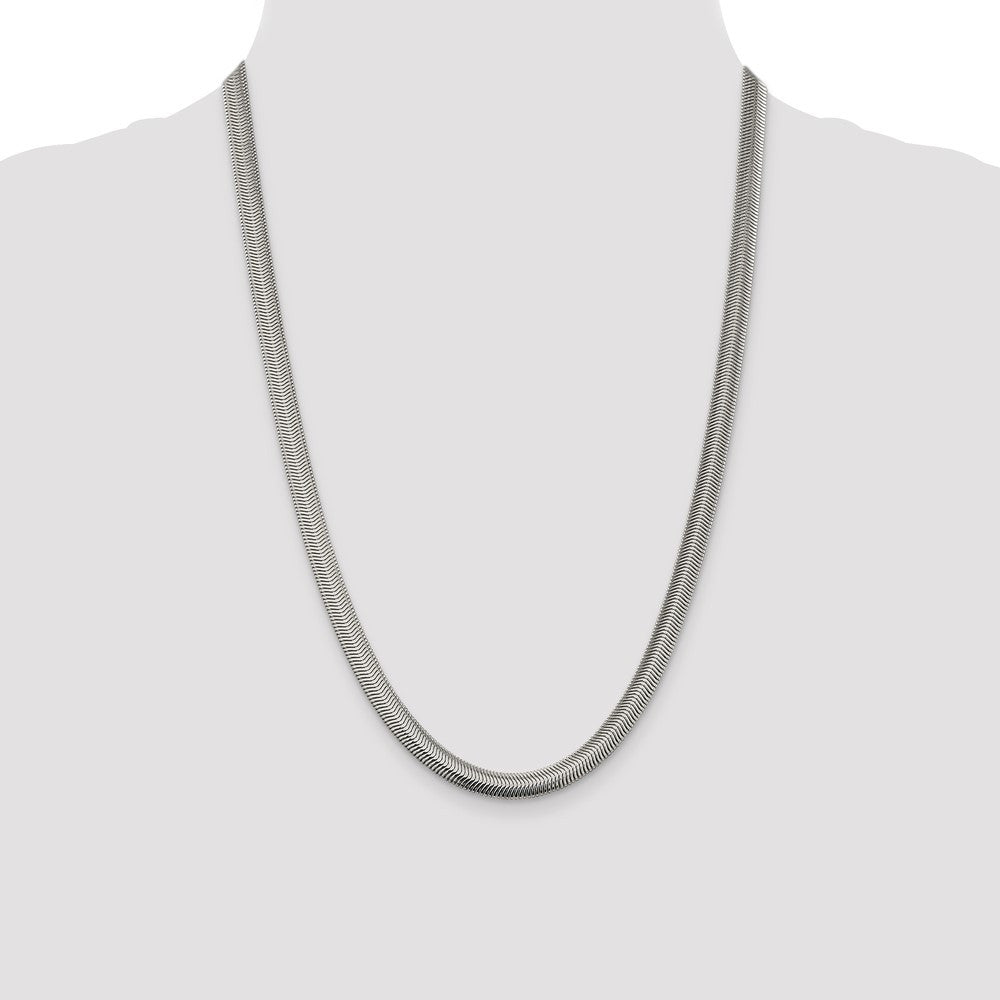 Sterling Silver 6.25mm Flat Oval Snake Chain Necklace 24"