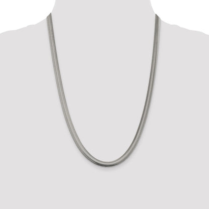 Sterling Silver 6.25mm Flat Oval Snake Chain Necklace 24"