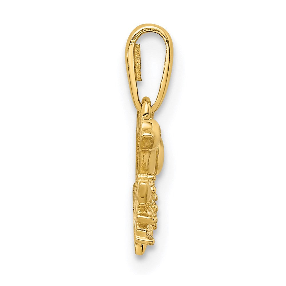 14k Yellow Gold Bird on a Branch CZ Pendant