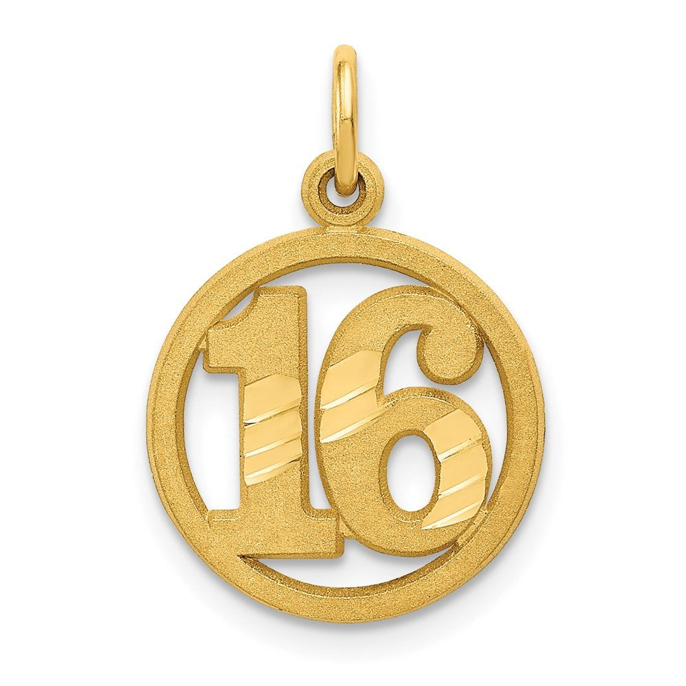 14k Yellow Gold #16 in A Circle Pendant