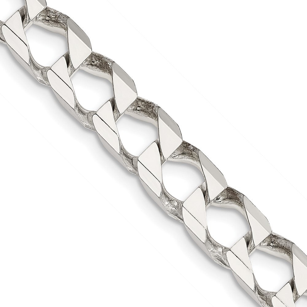 Sterling Silver 7.2mm Diamond-Cut Square Curb Chain Necklace 20"