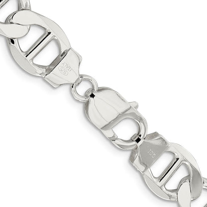 Sterling Silver 12.3mm Flat Anchor Chain Necklace 22"